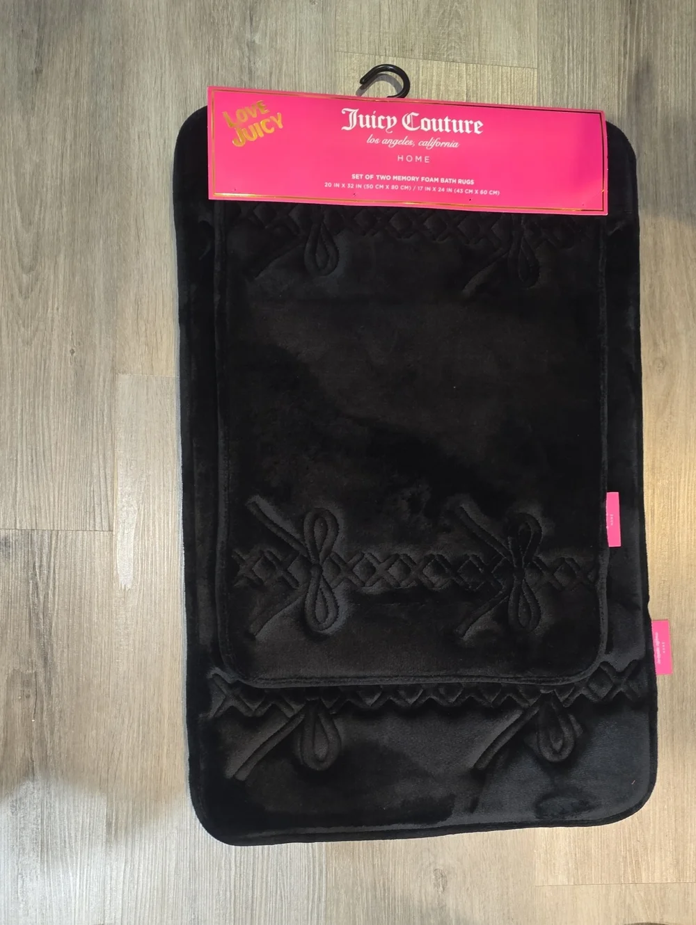 Juicy Couture Home 2-PC Set Corset Bows Embossed Quilted Memory Foam Bath Rugs